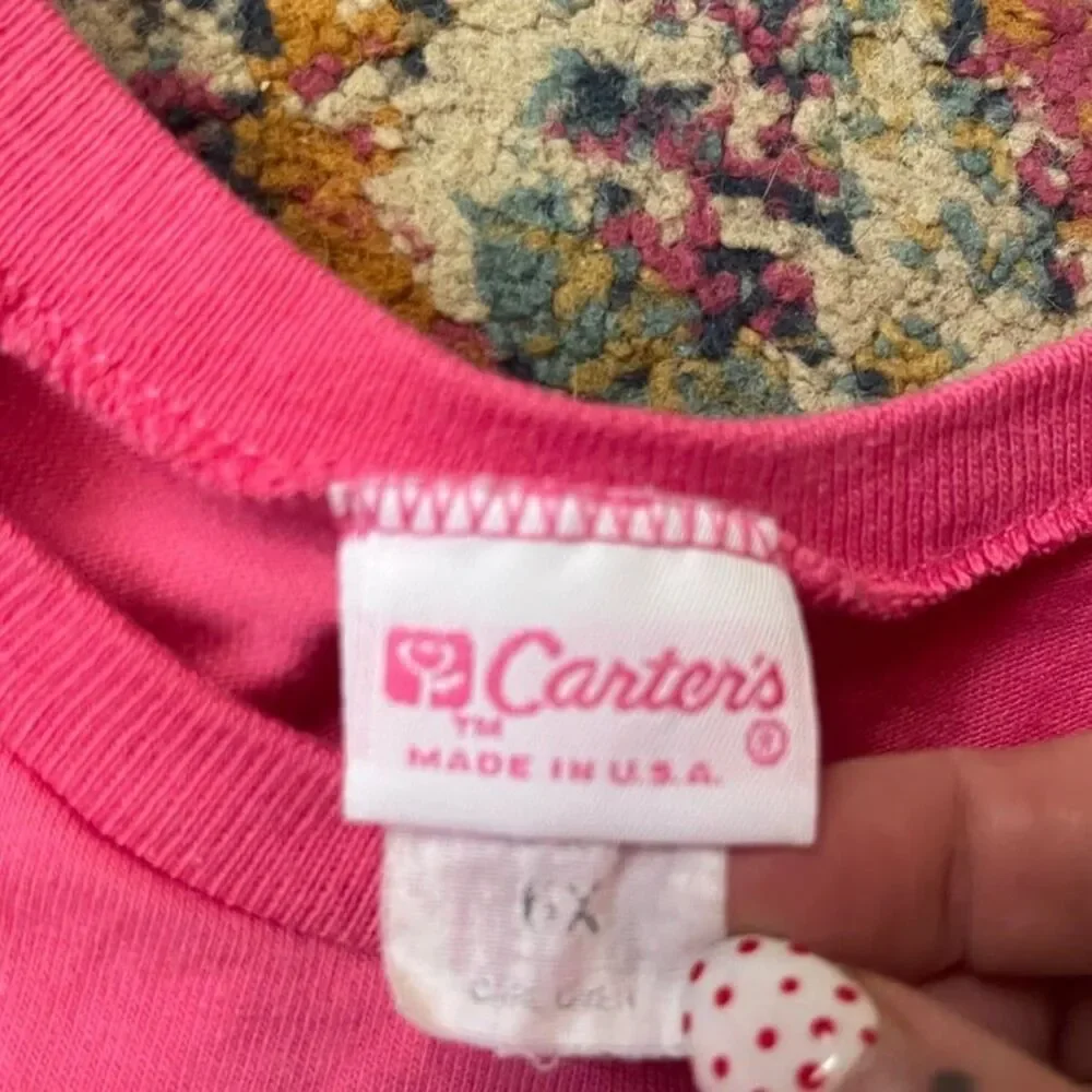 Vintage 80s Carter's Pink Striped Fish Graphic Tee